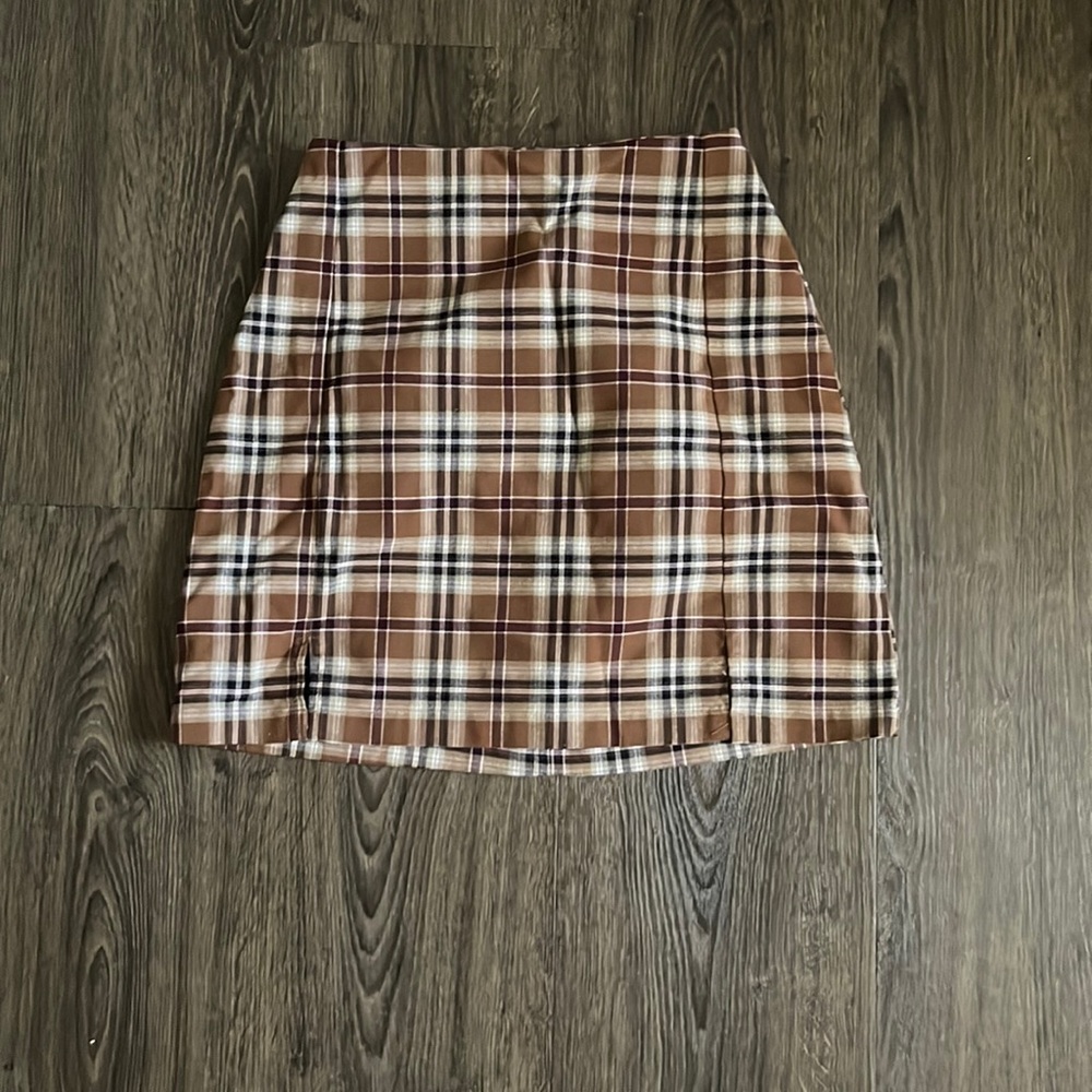 Brown Plaid Skirt